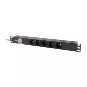 PDU Lanberg PDU-05E-0200-IEC-BK 5 AC izejas 1U Melns