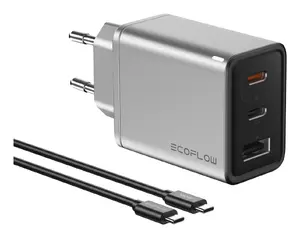 EcoFlow RAPID 65 W USB-C/USB-A AC Fast Charger, Universal Indoor, Silver