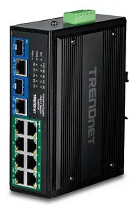 TRENDNET TI-BG108 Industrial Gigabit Network Switch with 8 RJ-45 Ports, Power over Ethernet PoE Support, 20 Gbit/s Switching Capacity and Wall Mountable Design