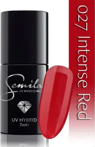 Nail Polish SEMILAC 027 Intense Red 7 ml — gel-effect color lacquer, single bottle