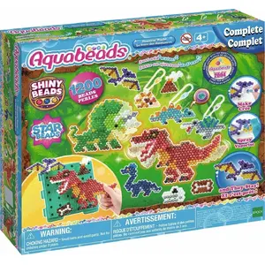 Bead set Epoch Aquabeads Dinosaur World — 1200 beads, 28 colors, layout tray, sprayer