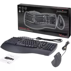 Мышь Perixx PERIDUO-512 DE B Провода Клавиатура Мышь Комплект Эргономичный QWERTZ Черный