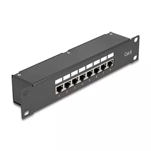DeLOCK 10" Coupler Patch Panel 8 Port Cat.6 RJ45 Melns 1U