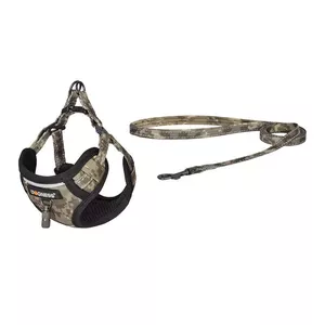 Dogness dog walking set — leash 1.5 m and camo harness, everyday walking and training