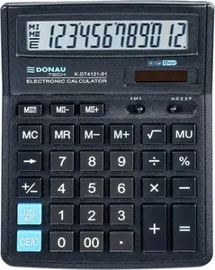 Galda kalkulators Donau DONAU TECH K-DT4121-01 — 12 ciparu displejs, izmēri 199×153×31 mm, melns