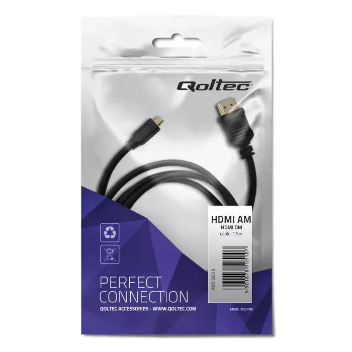 QOLTEC HDMI uz Micro‑HDMI kabelis 1,5 m Photo 3