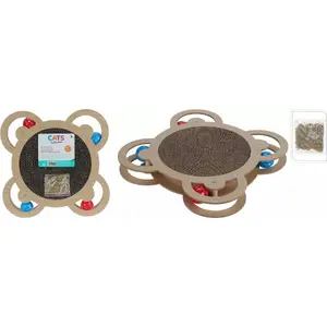 Интерактивная когтеточка для кошек KOOPMAN с 4 шариками, размеры 35,5×35,5×4 см
