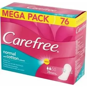 Higiēniskie spilventiņi Carefree INSERT CAREFREE .COTTON 76S — 76 gab., kokvilnas virsma, ikdienas aizsardzība