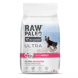 Сухой корм для собак VETEXPERT RAW PALEO Ultra Pork Mini Adult 2 кг — для взрослых мелких пород, свинина, 31% белка, 17.5% жира
