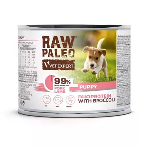Влажный корм для собак VETEXPERT RAW PALEO Duoprotein Pork & Lamb Puppy 200 г, без глютена и сои, влажность 81%