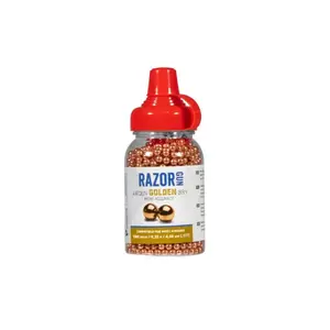 Gun pellets RazorGun 4.46 mm steel BBs, copper finish, 1500 pcs, plastic dispenser