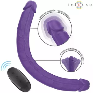 INTENSE GUNTER dubultais vibrators, 40 cm, silikons, ar tālvadības pulti, violets