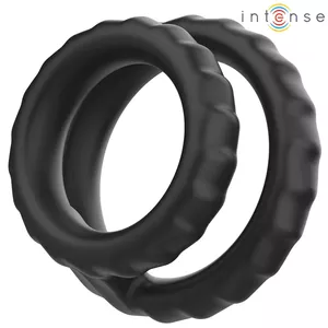 Двойное кольцо для пениса INTENSE Dewey Model 2, силикон, черный