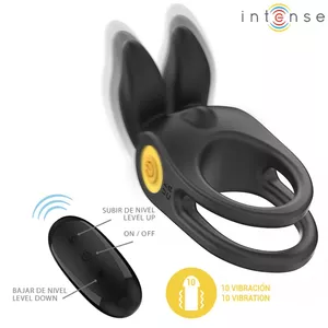Penis Attachment INTENSE SAM VIBRATOR DOUBLE PENIS RING 10 VIBRATIONS BLACK