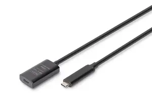 Digitus Active USB 3.2 Gen2 10G Extension Cable USB-C to USB-C 5m Black Magnetically Shielded