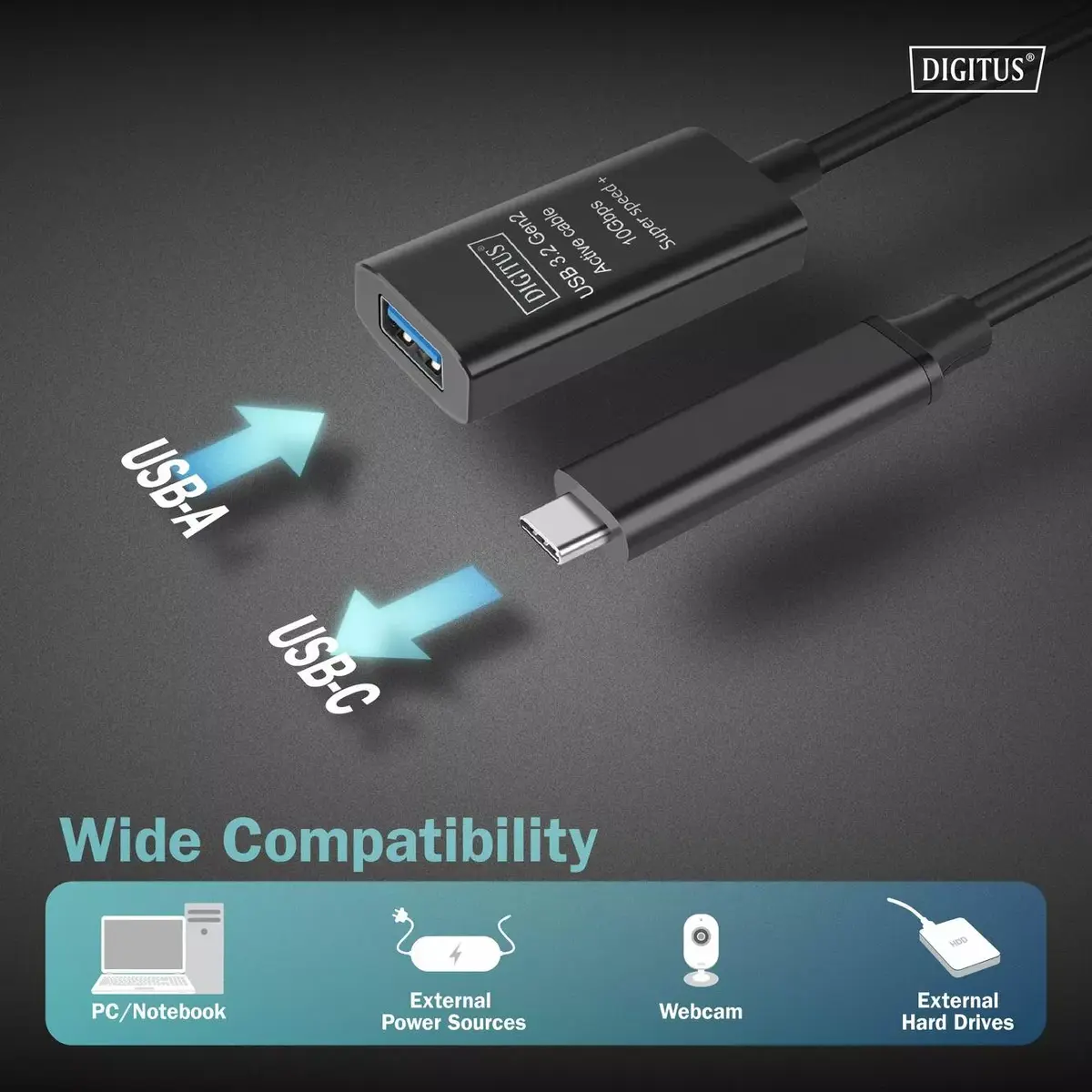 Digitus Active USB 3.2 Gen2 10G pagarināšanas kabelis Photo 3