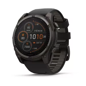Смарт‑часы GARMIN fenix 8 Black — мультиспортивные GPS-часы, корпус 51 мм, 1.4" дисплей, сапфир, титан/FRP, водозащита 10 ATM, солнечная подзарядка, 32 ГБ