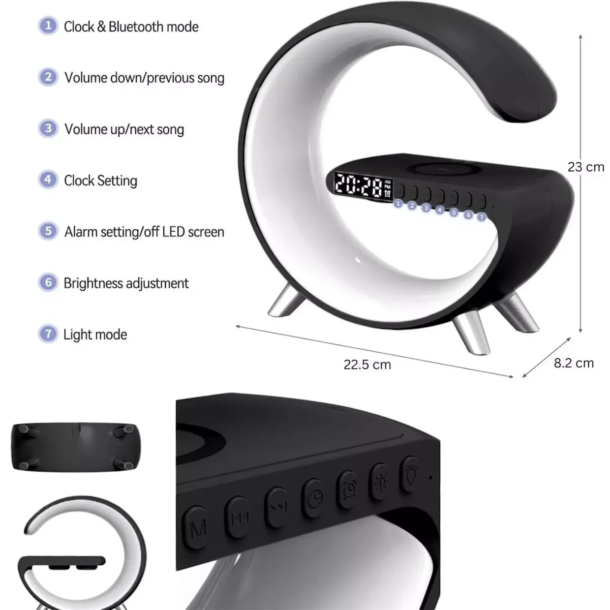 Настольная беспроводная зарядка-будильник E-LIGHT Elight G1 Photo 2