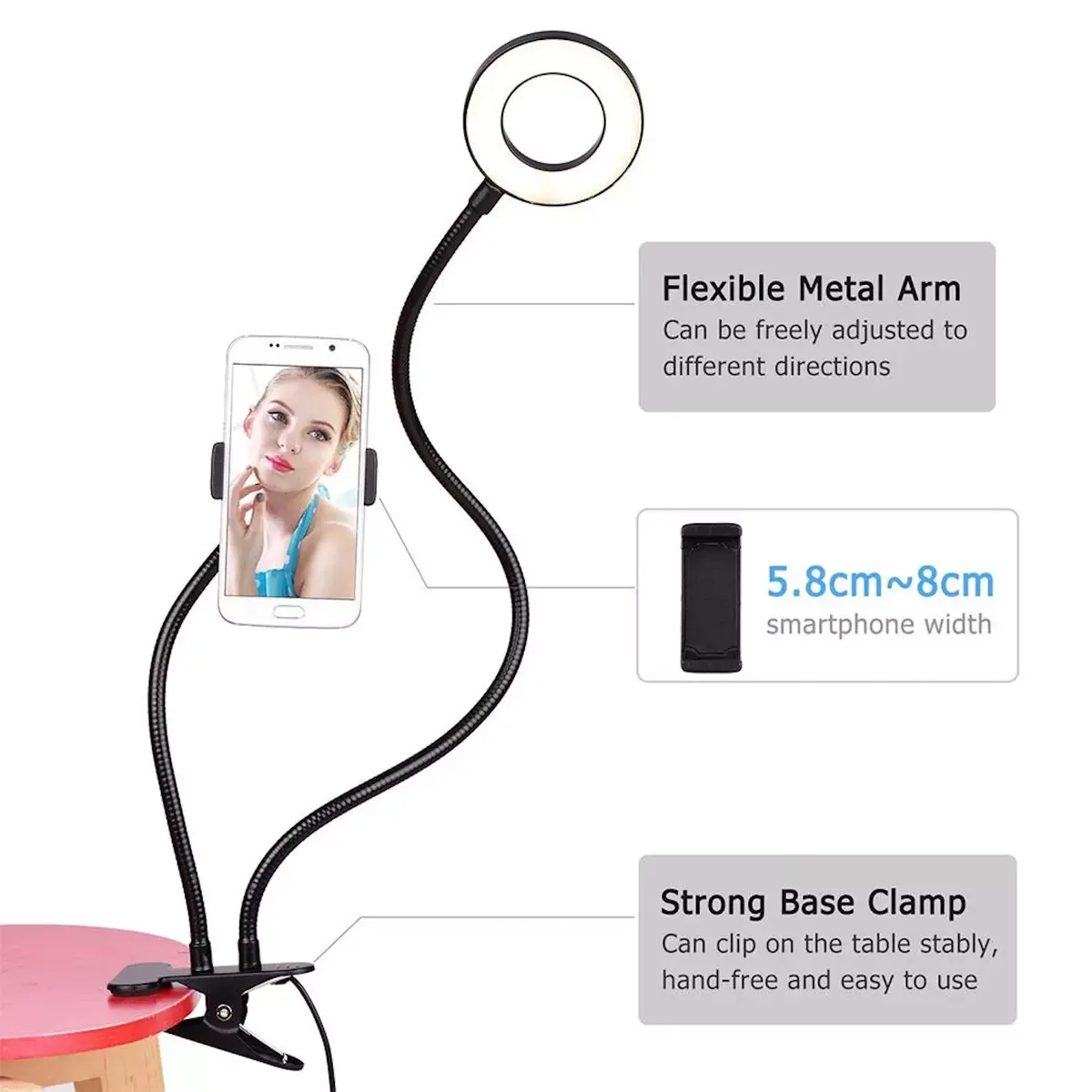E-LIGHT TF настольный кольцевой свет 11 см с держателем Photo 3