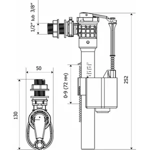 Float valve KK-Pol ZN3/118/0/T 3/8" (ZN3) for water systems, plastic construction