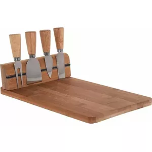 Bamboo Cheese Serving and Cutting Board 30x21 cm by Excellent Houseware with Cheese Knives