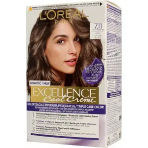 Hair Color Cream L’Oreal Paris Exellence 7.11 Ultra Ash Blonde — permanent hair dye 7.11