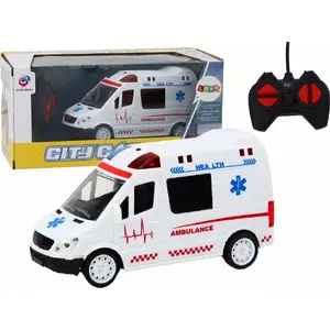 Remote-Controlled Ambulance Toy LEANToys model 17629 — white, RC with lights and sounds