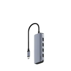 USB-C хаб Cudy UH500 — USB 3.2 Gen 1 Type-C хост, 6 портов с USB 3.2 Gen 1 Type-A и HDMI, 5000 Мбит/с, серо‑серебристый
