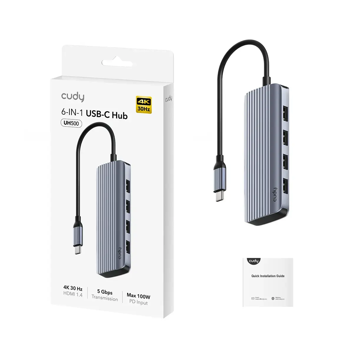 Cudy UH500 USB-C хаб USB 3.2 Gen 1 Type-C Photo 4