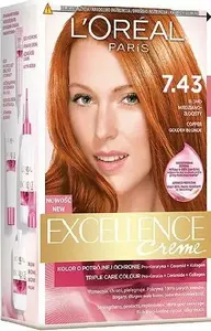 Краска для волос L’Oreal Paris Excellence Creme оттенок 7.43 — медно‑золотистый блонд, стойкая краска