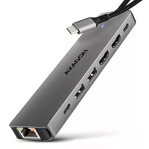 Хаб, Axagon HMC-7HX2, USB-C 5Gbps, DUAL 4K DISPLAY, 7in1