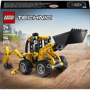 Construction set LEGO Technic Backhoe Loader 42197 — articulated steering, working loader, 104 pieces, recommended age 7+