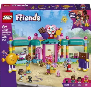 LEGO Friends Heartlake City Candy Store set 42649, 376 pieces, 3 minifigures, recommended age 6+