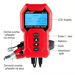Akumulatoru testers W-STAR WSNF512, 12 V, slodzes tests, min. un darbības spriegums, iekšējā pretestība