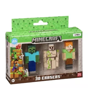 Shaped erasers p.m.i kids world MC4021C pack of 3 — Minecraft-themed 3D erasers