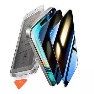 Privacy Glass screen protector Torras Install Master for iPhone 16 Plus (model X00FX1563)