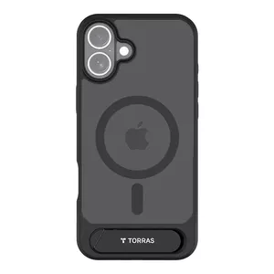 Aizsargvāciņš Torras Pstand Series priekš iPhone 16 Plus — melns, plāns, ar statīvu