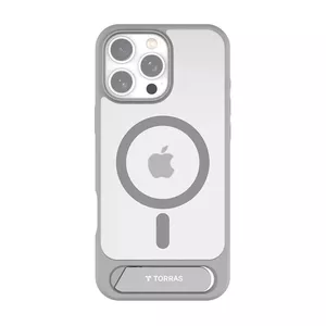 Aizsargvāciņš telefoniem Torras Pstand Series priekš iPhone 16 Pro Max, pelēks, plāns ar statīvu