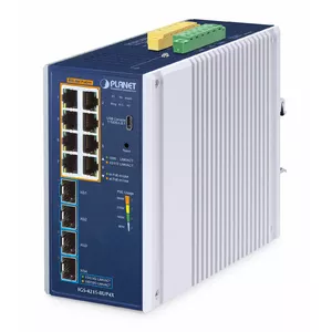 Managed Switch PLANET IP30 8-Port L2/L4 Gigabit Ethernet Aluminium Blue