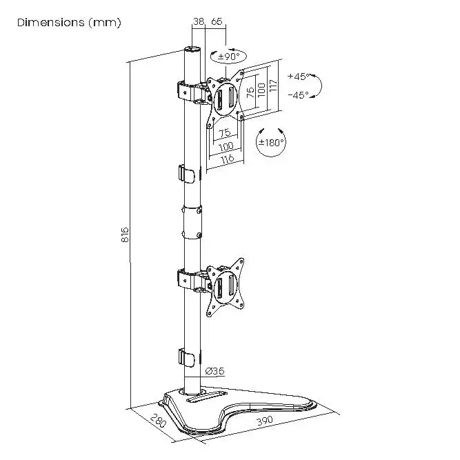 Dual Vertical Monitor Tabletop Stand Equip 17"-32" Photo 5