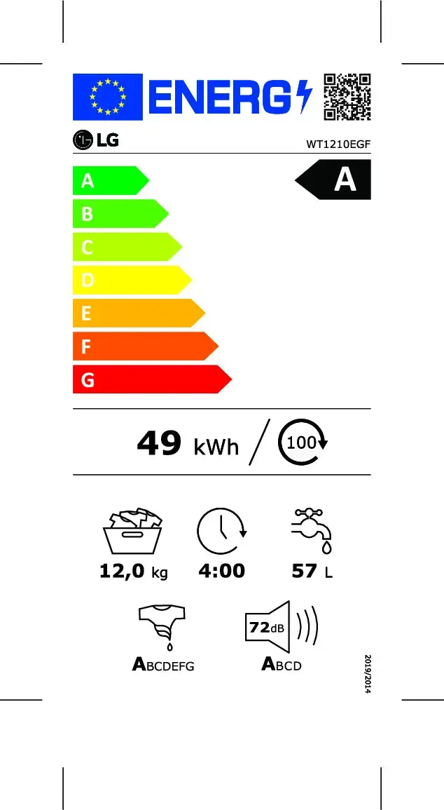 LG WT1210EGF veļas mazgājamā‑žāvētāja — 22 kg Photo 5