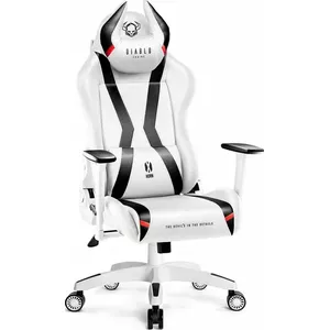 Gaming chair Diablo Chairs X-Horn 2.0 Normal White — ergonomic seat, adjustable armrests, tilt and height adjustment