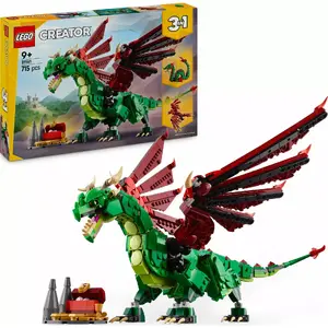LEGO Creator 3-in-1 Green Dragon 31161 buildable model set, 715 pieces, age 9+