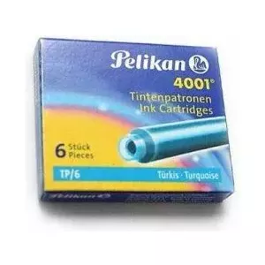 Ink cartridges Pelikan TP/6 Turquoise — Pelikan fountain pen cartridges, pack of 6, turquoise