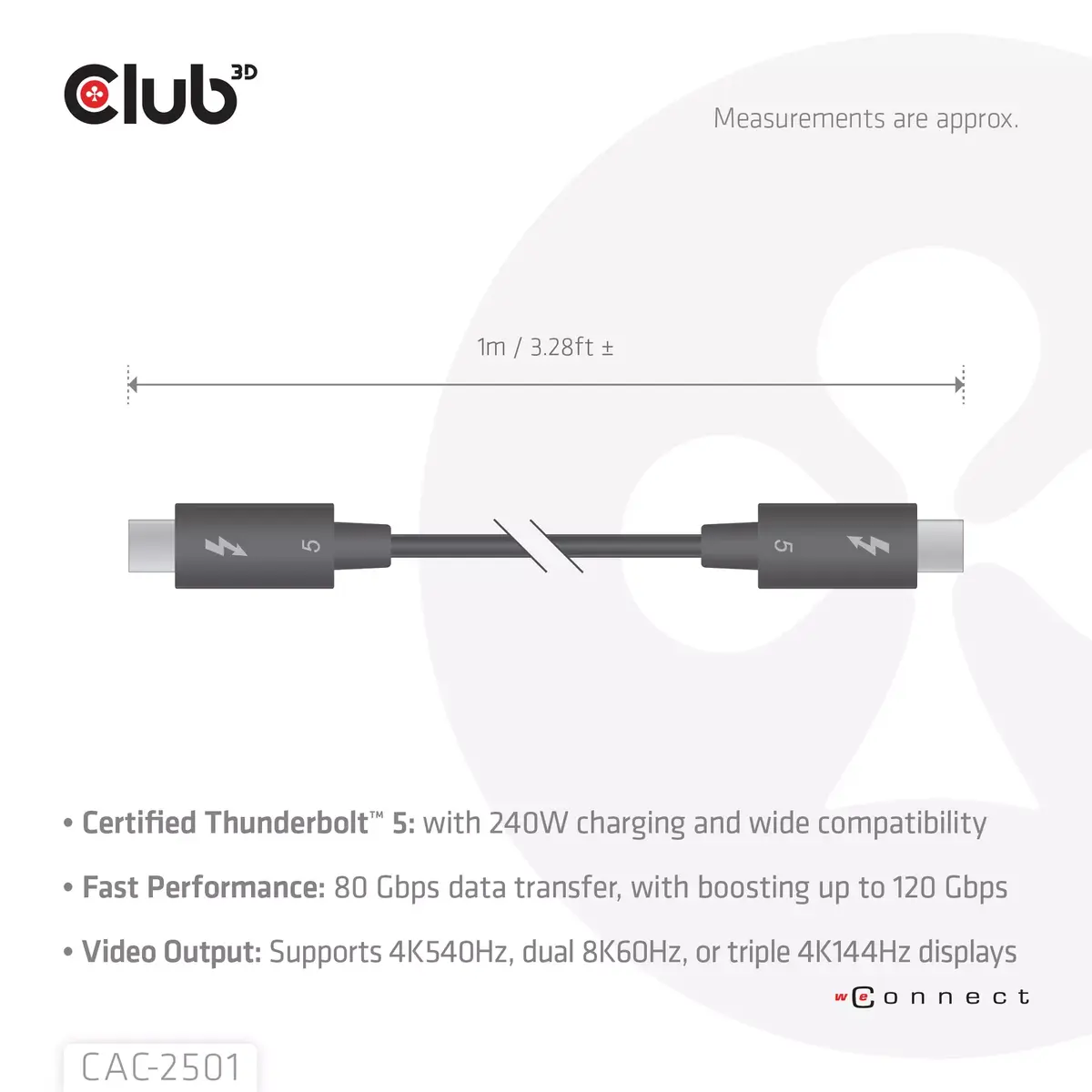 Thunderbolt™ 5 kabelis CLUB3D CAC-2501 Photo 4