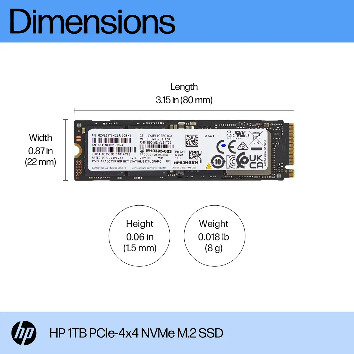 Твердотельный накопитель HP 1TB PCIe-4x4 NVMe AL0M9AA Photo 3