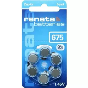 Hearing aid battery RENATA PR44 ZA 675 Zinc-Air 660 mAh 1.4 V, pack of 6