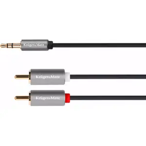 Аудиокабель kruger & matz KM1218 3.5 мм джек — 2x RCA (cinch) 1 м серебристый