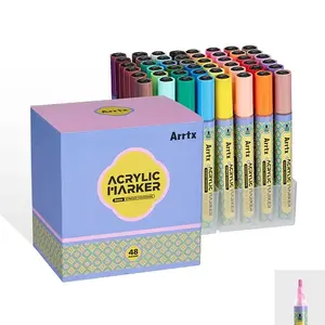 Akrila marķieri Arrtx LC304103 — komplekts 48 krāsas, ar divpusēju galu, ūdensizturīga tinta