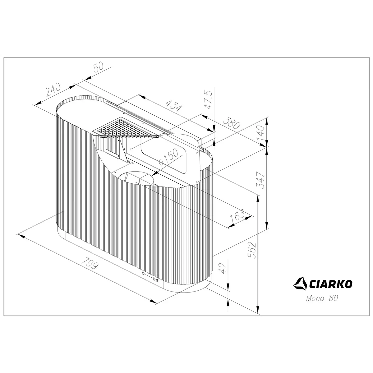 Настенная вытяжка Ciarko Design Mono 80 SmartLink MONO80WSL Photo 3